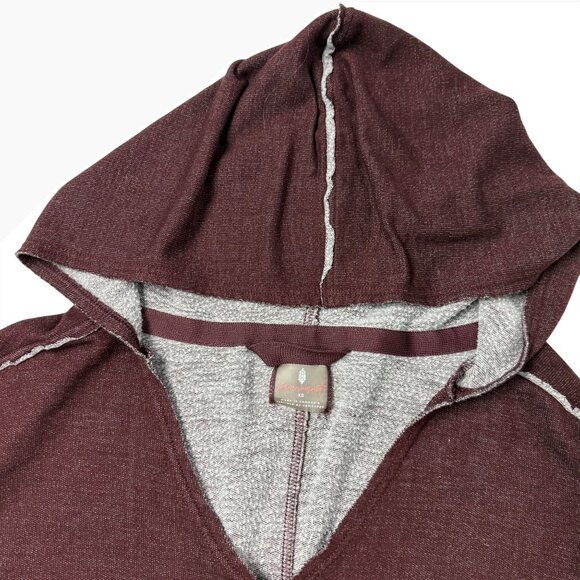 XS We the Free People Bonfire Hoodie Cropped Sweatshirt Fig Maroon Oversized Coz - Picture 6 of 11